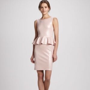 NWT Alice + Olivia Pink Sleeveless Peplum Shimmer Mini Dress